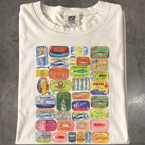 Vintage Sardine Cans T-Shirt: Retro Tinned Fish Graphic Tee