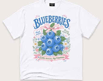 Blueberry Shirt, Retro Fruit Graphic Tee, Cottagecore Berry Lover Gift, Farmers Market T-Shirt