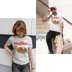 ワッフルTシャツ：レトロなダイナーブランチデザートグラフィックTシャツ、朝食フードシャツ、ワッフル好きへのギフト 画像 3