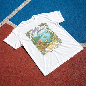 Lake Tahoe Shirt, Retro California Mountain Graphic Tee, Outdoor Travel Gift White