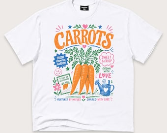 Carrot Shirt, Retro Vegetable Graphic Tee, Gardening T-Shirt, Farmers Market Gardener Gift