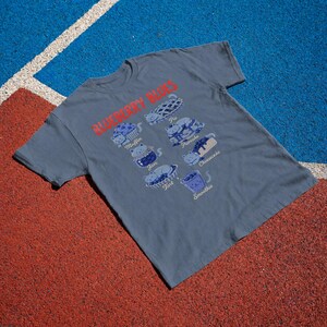 Blueberry Cat Shirt, Funny Cat Tee, Cute Foodie Cat Gift, Retro Dessert T-Shirt Blue Jean