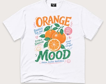 Orange Mood Shirt, Retro Citrus Graphic Tee, Cute Fruit Lover Gift