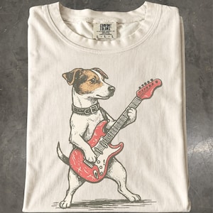 Jack Russell Terrier T-Shirt: Retro Dog Guitar Rocker Tee
