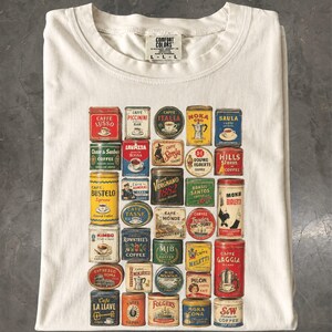 Vintage Coffee Tin T-Shirt: Retro Espresso Graphic Tee, Cafe Barista Shirt, Java Lover Gift