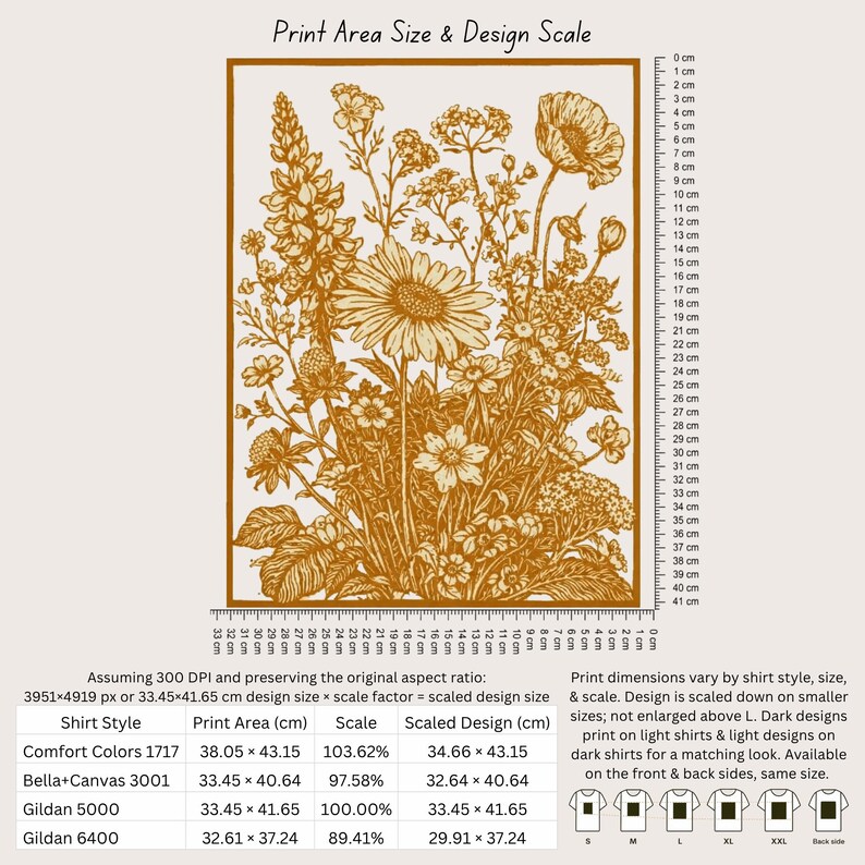Vintage Wildflower Tee, Golden Botanical Meadow Illustration Comfort Colors Shirt bild 15