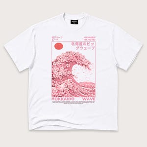 Hokkaido Wave Sakura T-Shirt | Japanese Cherry Blossom Ukiyo-e Wave Graphic Tee