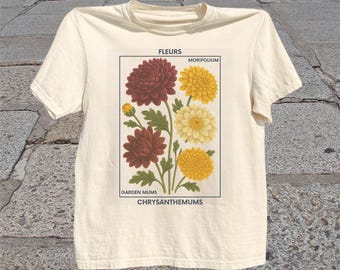 Chrysanthemum Flower T-Shirt: Vintage Botanical Floral Graphic Tee