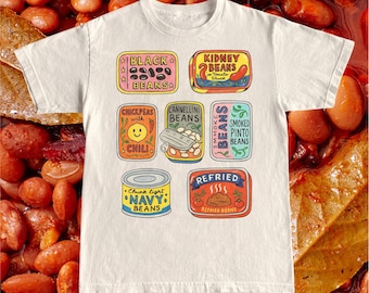 缶詰豆Tシャツ：レトロなグルメグラフィックTシャツ