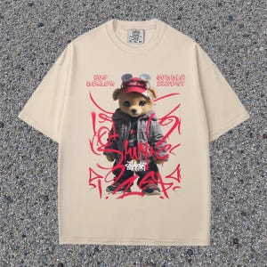 Cute Teddy Bear Streetwear Shirt | Urban Graffiti Bear Tee | Rapper Hip Hop Pop Culture Graphic Shirt | Kawaii Bear Oversized Tee