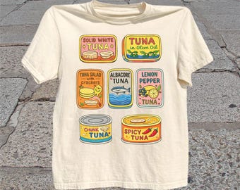 Tuna T-Shirt: Retro Vintage Canned Fish Graphic Tee, Tinned Fish Shirt, Seafood Lover Gift