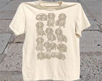Camiseta de perro salchicha: Camiseta vintage con estampado de perro salchicha.