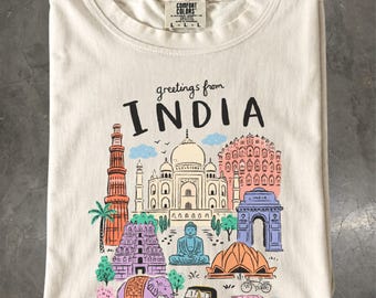 India T-Shirt, Taj Mahal Travel Graphic Tee, Comfort Colors Shirt, Travel Souvenir