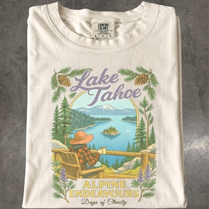 Lake Tahoe Shirt, Retro California Mountain Graphic Tee, Outdoor Travel Gift image 1