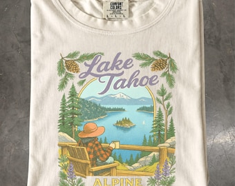 Lake Tahoe Shirt, Retro California Mountain Graphic Tee, Outdoor Travel Gift