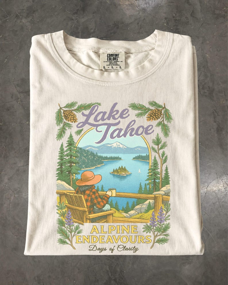 Lake Tahoe Shirt, Retro California Mountain Graphic Tee, Outdoor Travel Gift image 1