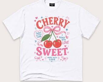 Cherry Shirt, Coquette Bow Graphic Tee, Retro Fruit T-Shirt, Cherry Lover Gift