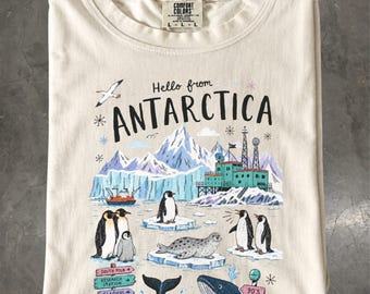 Antarctica Travel T-Shirt, Penguin Wildlife Tee, Polar Adventure Comfort Colors Shirt