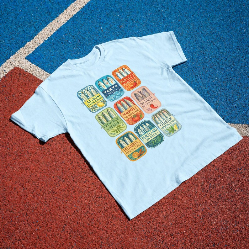 Sardine T-Shirt: Retro Tinned Fish Graphic Tee, Mediterranean Foodie Shirt, Chef Gift image 8