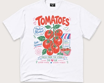 Tomato Shirt, Italian Market Graphic Tee, Retro Farmers Market T-Shirt, Gardener Foodie Gift