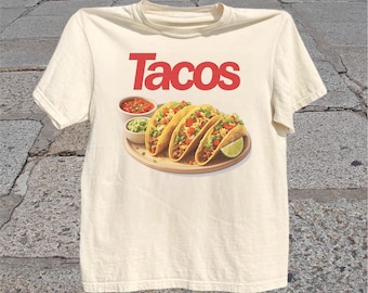 Tacos T-Shirt: Retro Mexican Food Graphic Tee, Taco Tuesday Shirt, Foodie Lover Gift