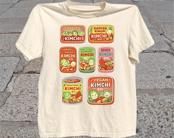 Kimchi T-Shirt: Retro Kawaii Korean Food Graphic Tee, Canned Food Shirt, Foodie Lover Gift