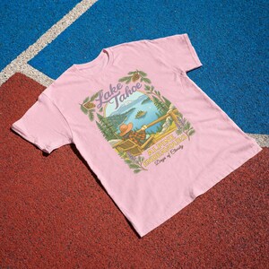 Lake Tahoe Shirt, Retro California Mountain Graphic Tee, Outdoor Travel Gift Blossom | Light Pink | Pink