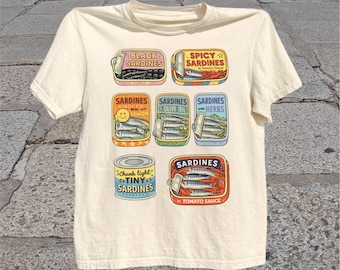 Sardine T-Shirt: Retro Tinned Fish Graphic Tee, Canned Fish Shirt, Seafood Lover Gift