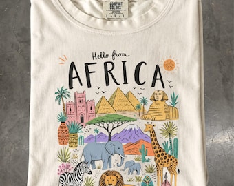 Africa Safari T-Shirt, African Wildlife Tee, Egypt Pyramids Comfort Colors Shirt