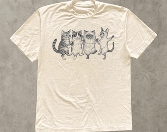 Vintage Dancing Cats T-Shirt – Retro Cat Graphic Tee