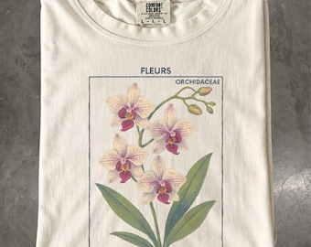Orchid T-Shirt: French Botanical Graphic Tee, Vintage Floral Shirt, Plant Lover Gift