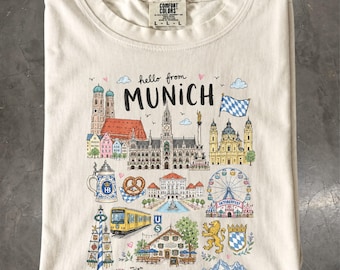 Munich Germany T-Shirt: Retro Bavarian Graphic Tee, Oktoberfest Pretzel Shirt, Beer Lover Gift