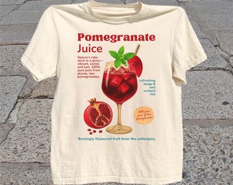 Pomegranate Juice T-Shirt: Retro Fruit Drink Graphic Tee