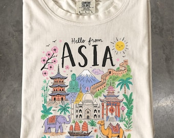 Asia Travel T-Shirt, Asian Landmarks Tee, Japan China India Comfort Colors Shirt