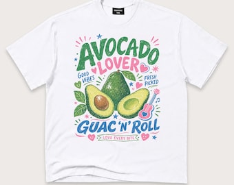 Avocado Lover Shirt, Guac N Roll Graphic Tee, Funny Guacamole T-Shirt, Foodie Gift