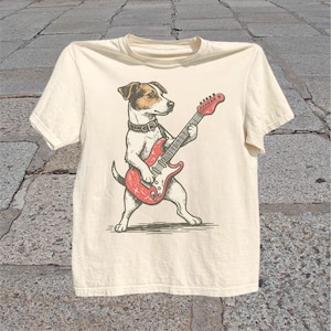 Jack Russell Terrier T-Shirt: Retro Dog Guitar Rocker Tee