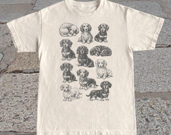Camiseta de perro salchicha: Camiseta vintage con estampado de perro salchicha, camiseta para amantes de las mascotas.