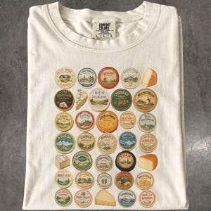 Vintage Cheese T-Shirt Retro European Label Collage Cheese Lover Foodie Comfort Colors Shirt