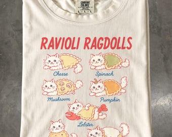 Ragdoll Cat Shirt, Ravioli Cat Tee, Funny Ragdoll Gift, Pasta Lover T-Shirt