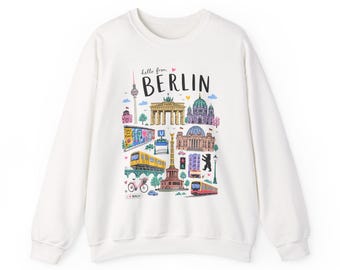 Hello from Berlin collage Sweatshirt | Berlin landmarks, Brandenburg Gate, TV Tower