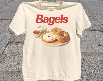 Bagels T-Shirt: Retro Deli Breakfast Bread Graphic Tee, Brunch Food Shirt, Bagel Lover Gift