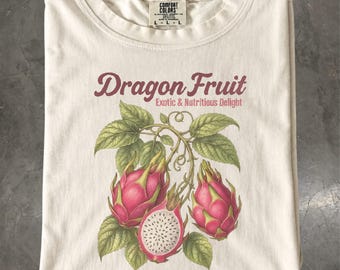 Dragon Fruit T-Shirt, Vintage Botanical Fruit Graphic Tee, Tropical Foodie Shirt
