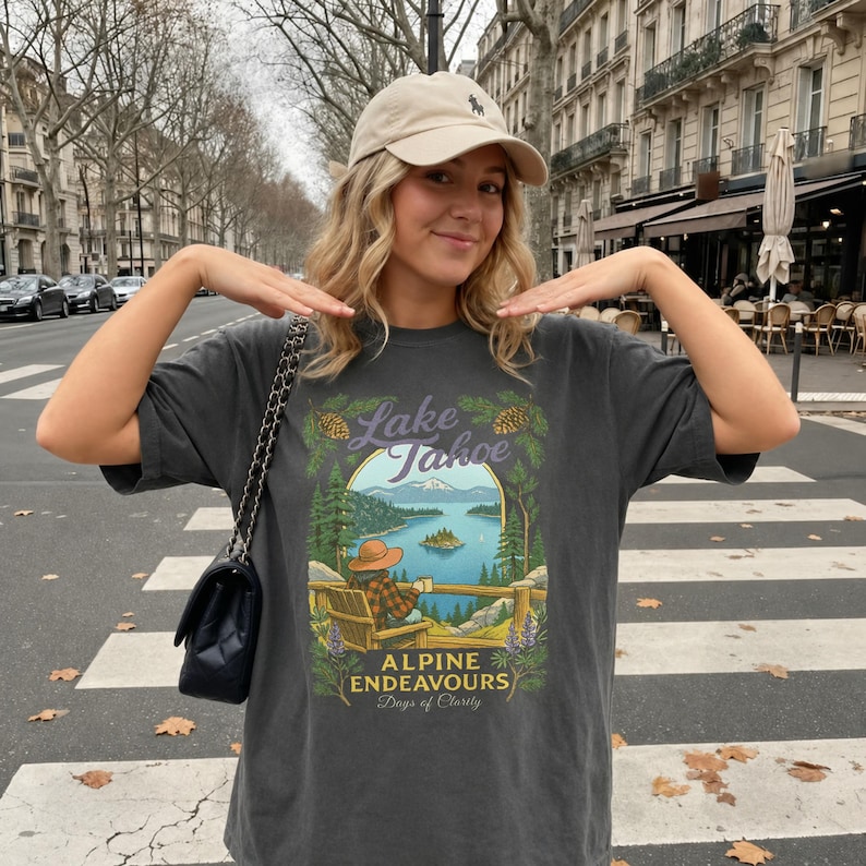 Lake Tahoe Shirt, Retro California Mountain Graphic Tee, Outdoor Travel Gift image 3