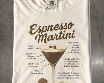 Espresso Martini Shirt, Retro Coffee Cocktail Graphic Tee, Brunch Lover Gift