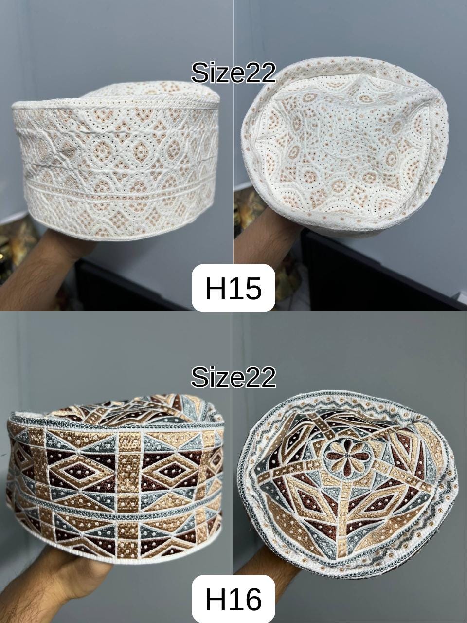 OMANI Massar Size22 Mens Cap Zanzibar Embroidered Handmade Ramadan
