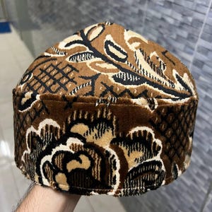 Dome-shaped hat size23 Velvet fabric kufi Mens Lightweight Woven Turkey Syria Kashmir