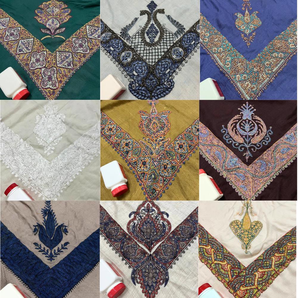 ⭐️パキスタン　Aari  Kashmiri 刺繍　Hashia Pashmina Aari Embroidery on Pashmina Shawl, Kashmiri Shawl, Pashmina