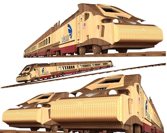 Acela AMTRAK Train CNC Laser Drawings: SVG, DXF, PDF, AI - Infinite Rail and Car System - Minimum Length 4058mm, Instant Download
