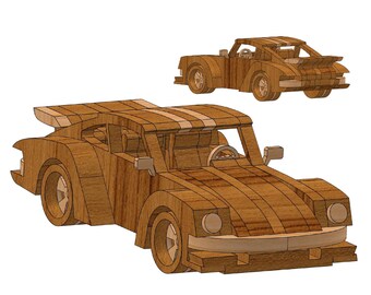 Plans and templates, wooden toy Porsche 911 SC 1980, Instant PDF download, explanatory video