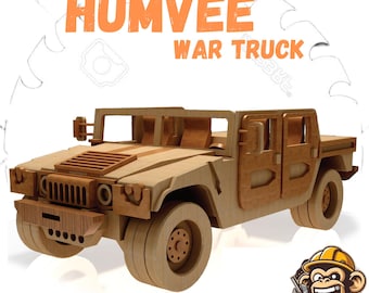 Plans and templates, wooden toy Humvee war truck - Digital pattern, Instant PDF download
